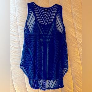 Electric blue transparent tribal tank top - Women’s Medium